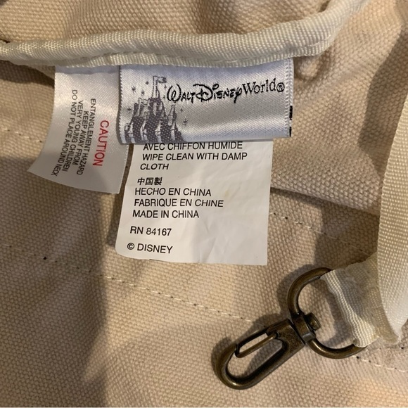 Walt Disney World Canvas Tote Shoulder Beach Bag Blue Beige Mickey 1971 Retro - Picture 10 of 11